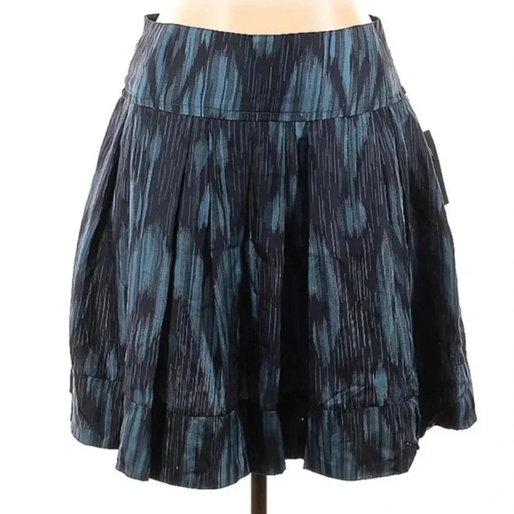Context 100% Silk Teal Blue Pleated Ruffle Hem Full Skirt Women’s Size 14 NWT - Picture 1 of 2